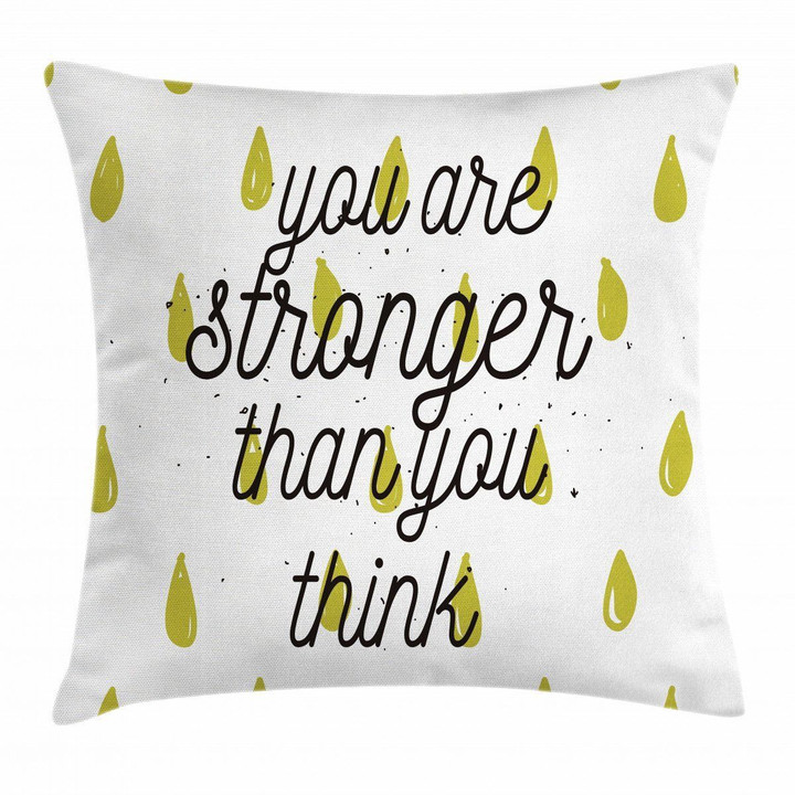 Doodle Raindrops Motivation Stronger Pattern Printed Cushion Cover