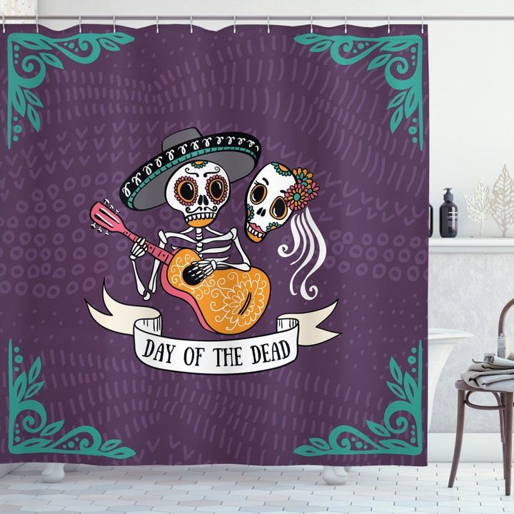 Music Performance Day Of The Dead Pattern Shower Curtain Home Decor