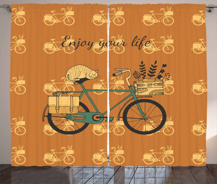 Bicycle With Flower Crates Pattern Window Curtain Home Decor
