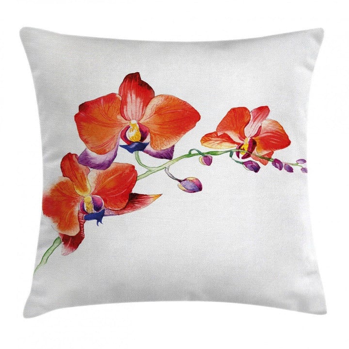Orchid Branch Blooms Art Printed Cushion Cover