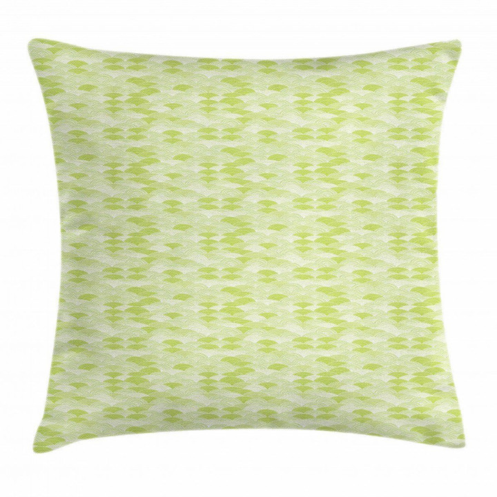 Hand Drawn Wave Light Green Background Art Pattern Cushion Cover
