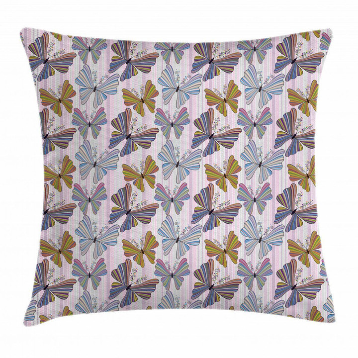 Stripes Swirls Lines Butterflies Printed Cushion Cover