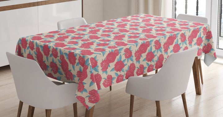 Gentle Rose Design Pattern Printed Tablecloth Home Decor