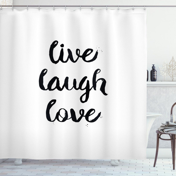 Live Love Laugh Retro Words White 3d Printed Shower Curtain Bathroom Decor