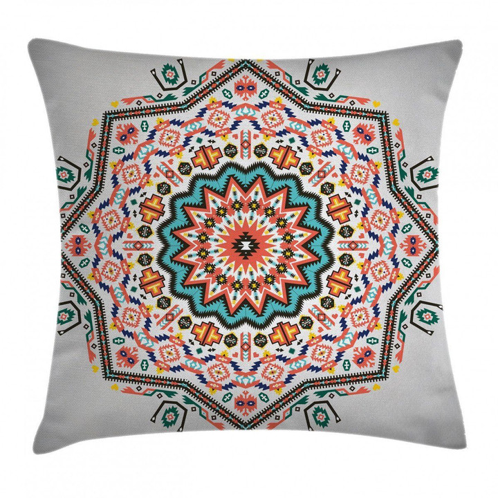Abstract Sun Aztec Style Pattern Printed Cushion Cover