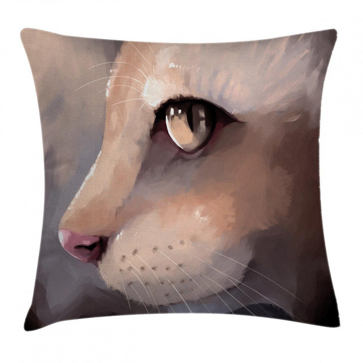 Portrait Kitty Cat Meow Art Printed Cushion Cover