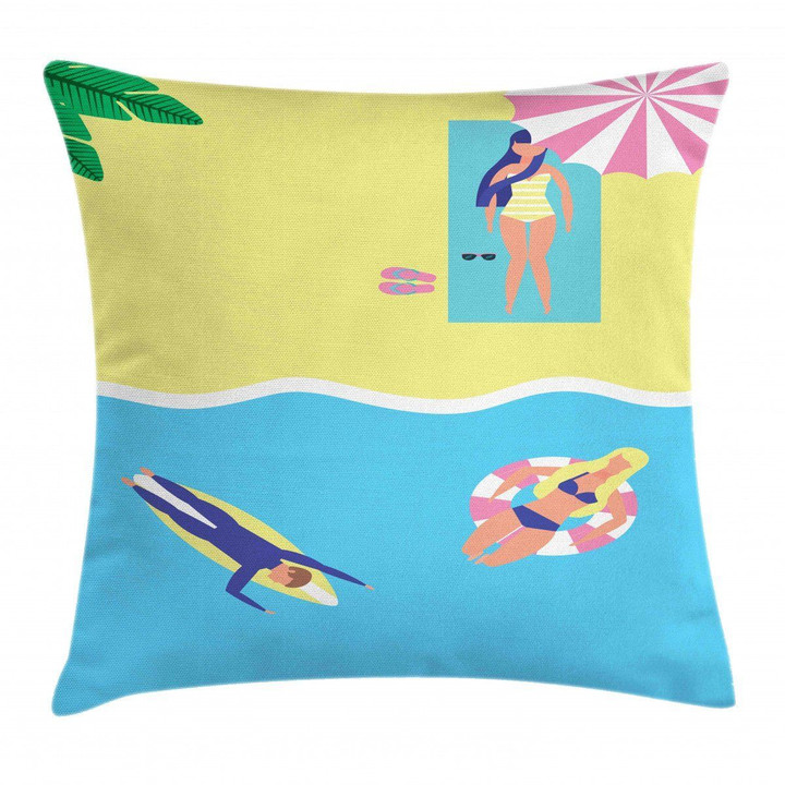 Summer Holiday People Art Printed Cushion Cover