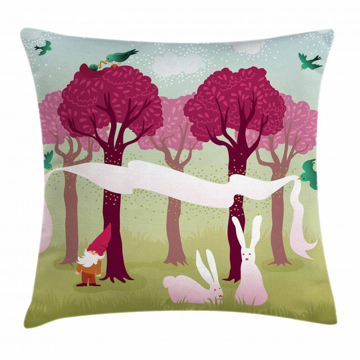 Forest With Pink Trees Art Pattern Printed Cushion Cover