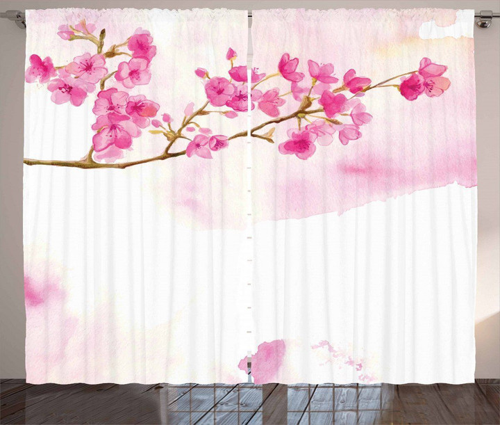 Peaceful Gardens Flowers Branch Pattern Window Curtain Home Decor