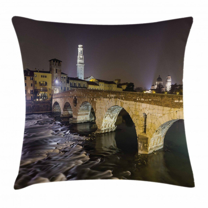 Roman Bridge At Night Art Printed Cushion Cover