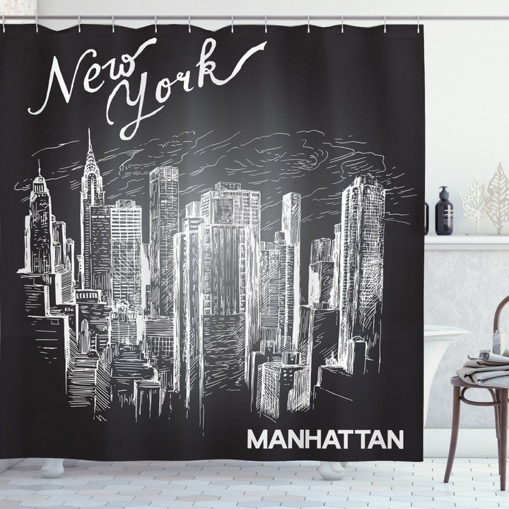 New York Manhattan Skyscrapers Shower Curtain Home Decor
