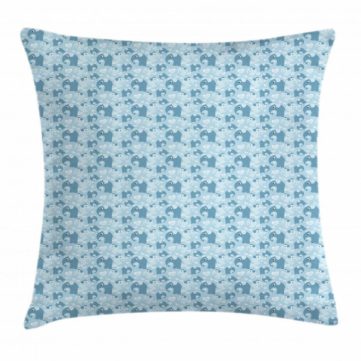 Elephants Lines Hearts Art Pattern Printed Cushion Cover