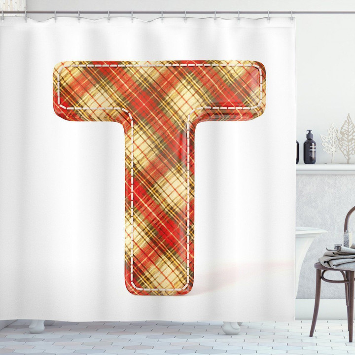 Retro Clothing T Letter Letter Pattern Shower Curtain Home Decor