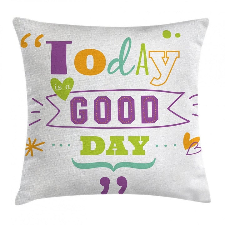 Today Is A Day Heart Art Pattern Printed Cushion Cover