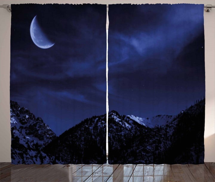 Snowy Mountains Scenic Printed Window Curtain Home Decor