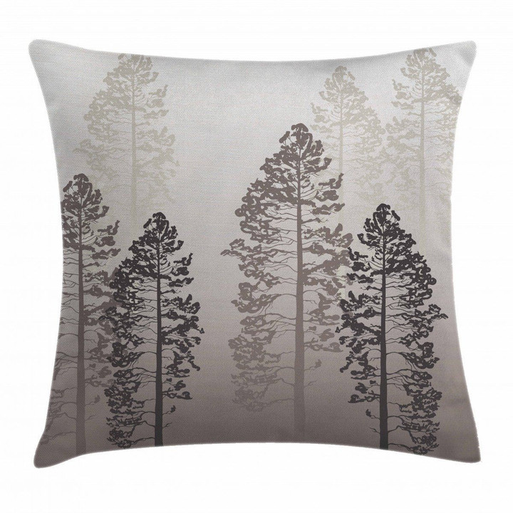 Wild Pine Forest Themed Pattern Printed Cushion Cover