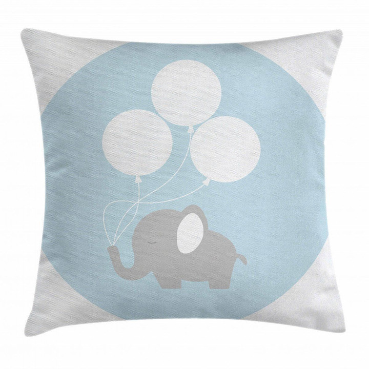 Balloons Baby Elephant Art Printed Cushion Cover