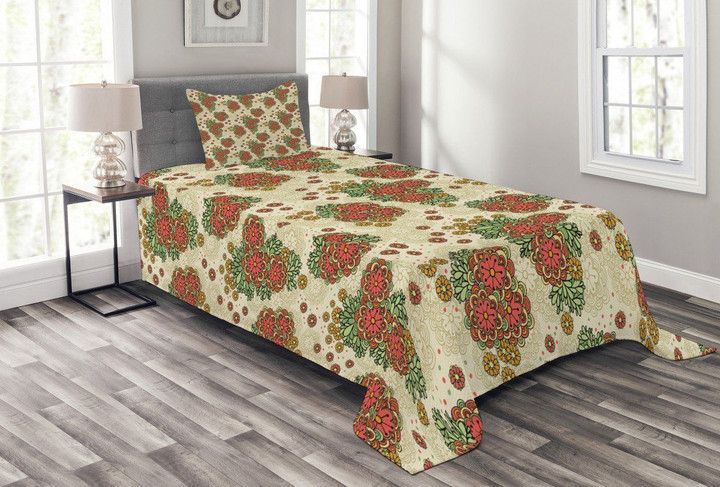 Flowers In Autumn Theme 3D Printed Bedspread Set
