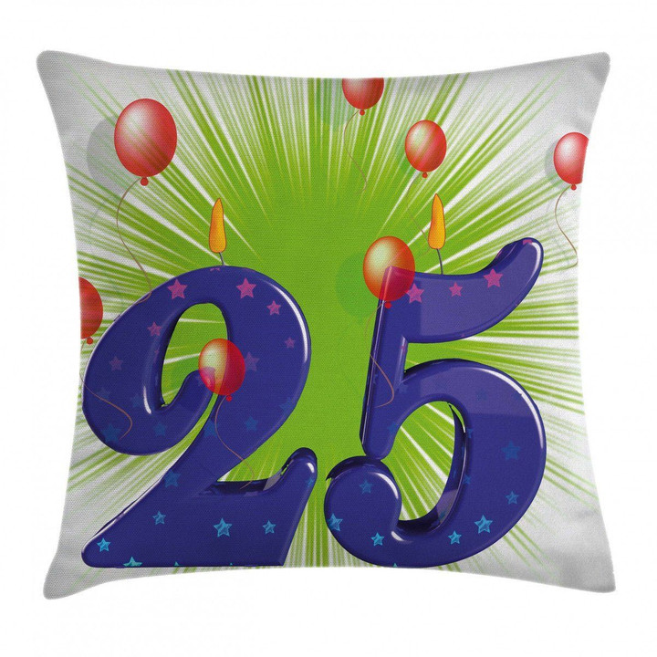 25 Stars Red Balloons Happy Birthday Art Printed Cushion Cover