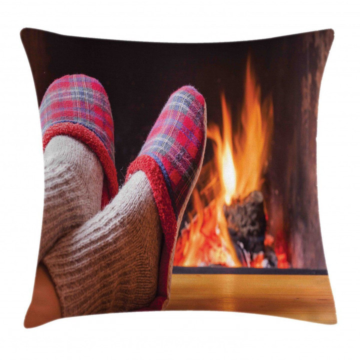 Cozy Socks And Slippers Printed Cushion Cover Home Decor