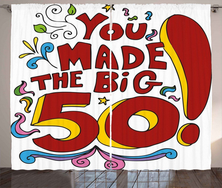 Colorful And Floral You Made The Big 50th Birthday Window Curtain Home Decor