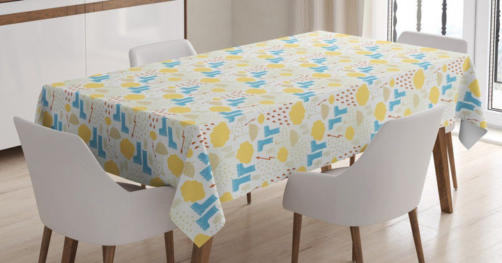 Rubber Boots Gloves Rain Printed Tablecloth Home Decor