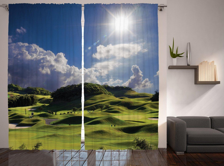 Summer Pasture Grassy Hills Pattern Window Curtain Home Decor