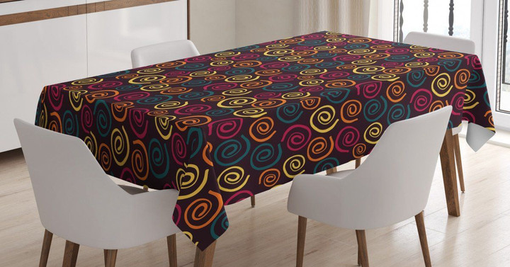 Colorful Curve Spirals Printed Tablecloth Home Decor