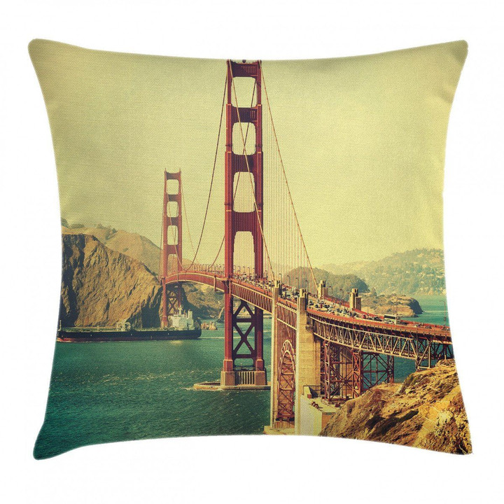 Old Style Bridge View Art Printed Cushion Cover