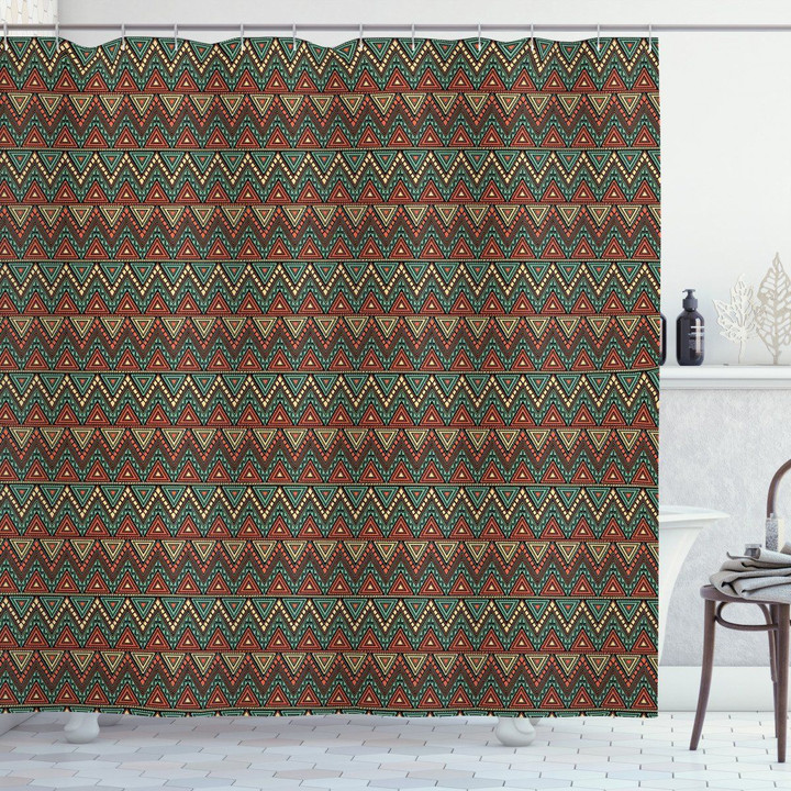 Triangles Zigzags Vintage Pattern Shower Curtain Home Decor