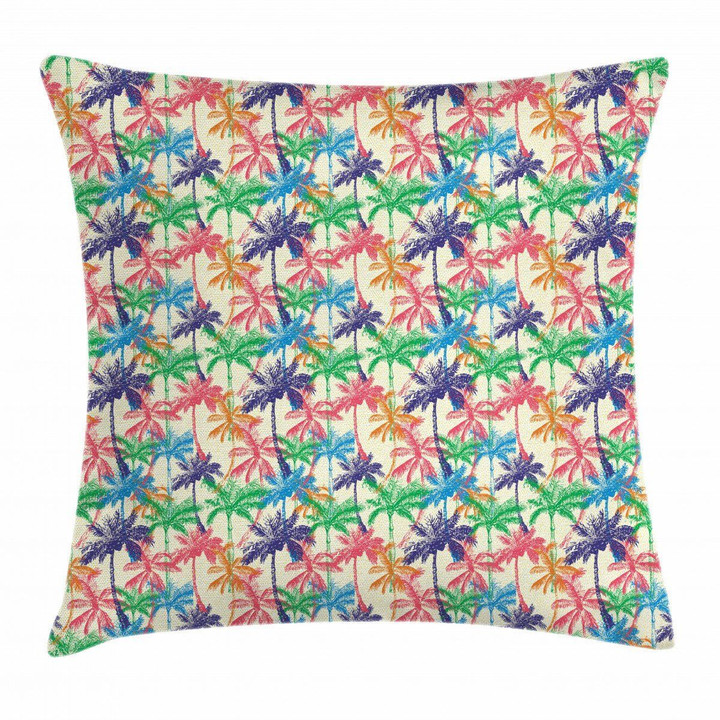 Vibrant Tropic Palm Trees Art Pattern Printed Cushion Cover