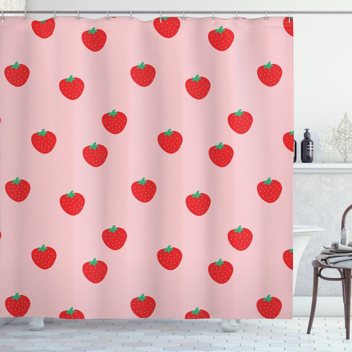 Cartoon Summer Fruits Pattern Shower Curtain Home Decor