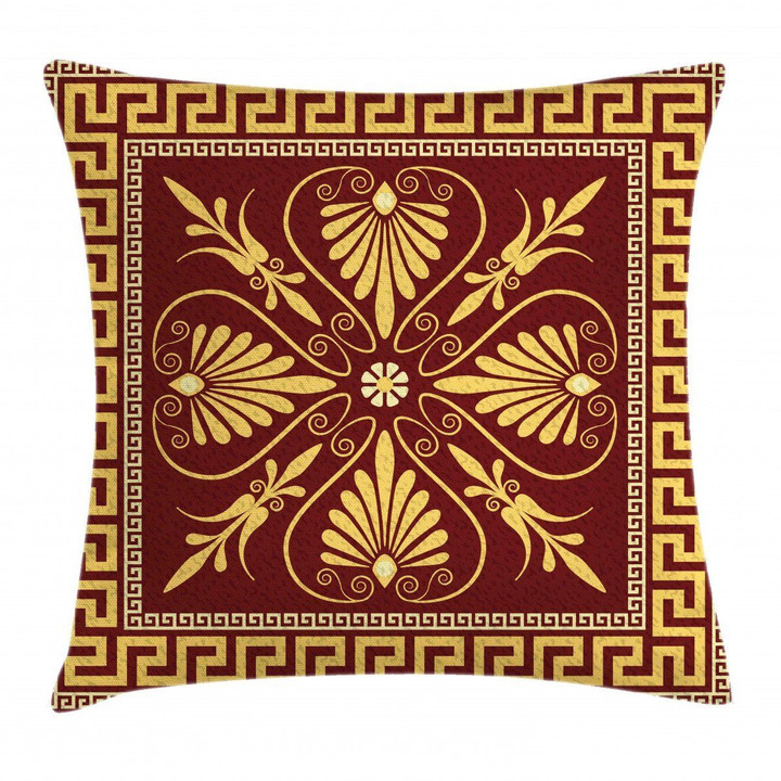 Labyrinth And Flower Art Printed Cushion Cover