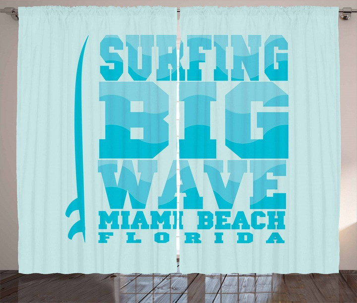Surfing Big Wave Miami Pattern Window Curtain Home Decor