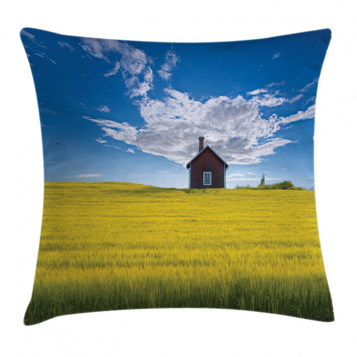 Scandinavian House Pasture Art Pattern Printed Cushion Cover