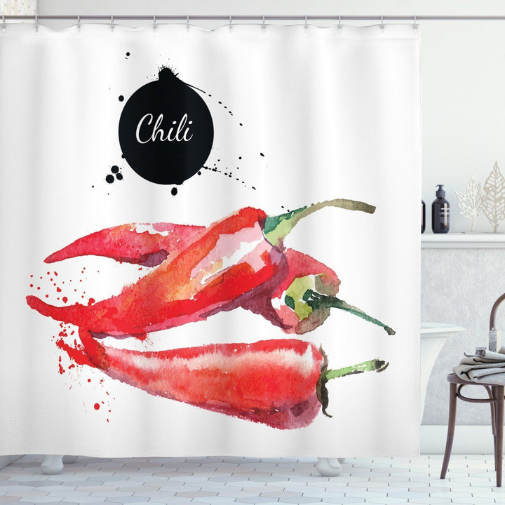 Chili Pepper Hot Spicy 3d Printed Shower Curtain Bathroom Decor