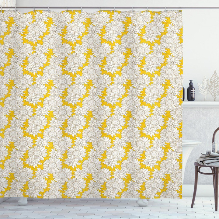 Vintage Chamomiles Art Pattern Shower Curtain Home Decor