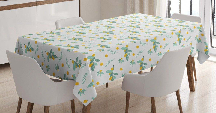 Citrus Fruits And Leaves Pattern Printed Tablecloth Home Decor