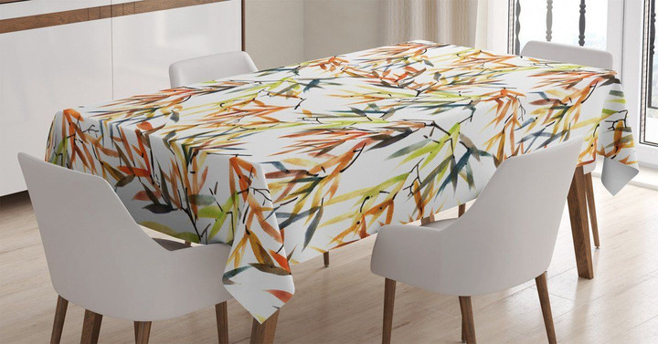 Folk Bamboos Leaves Printed Tablecloth Home Decor