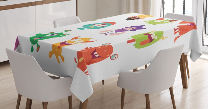 Funny Monsters Cartoon Art Printed Tablecloth Home Decor