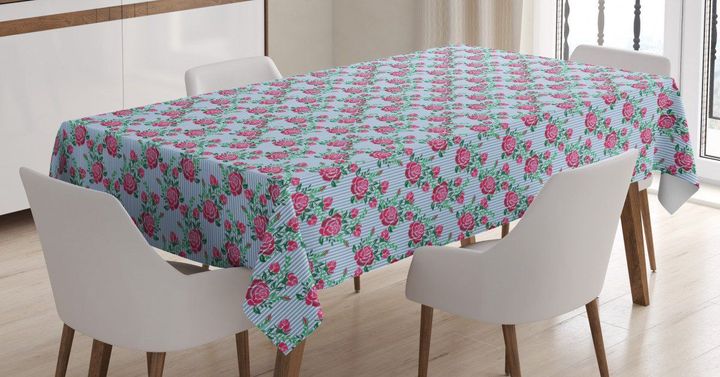 Vintage Like Folk Flowers Printed Tablecloth Home Decor