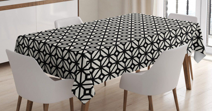Rhombuses Crossing Lines Printed Tablecloth Home Decor