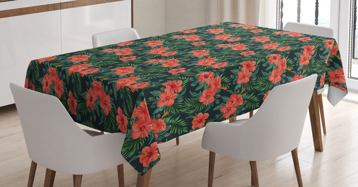 Exotic Hibiscus Luau Party Printed Tablecloth Home Decor