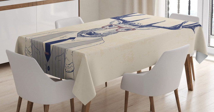 Humanized Manly Deer Art Pattern Printed Tablecloth Home Decor