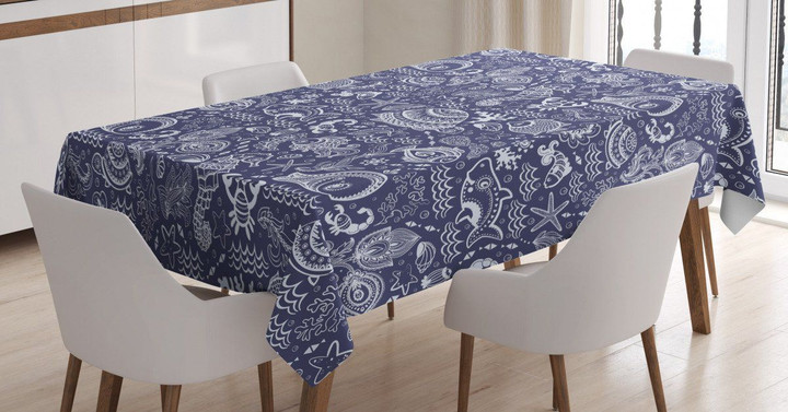 Shells And Plants Pattern Printed Tablecloth Home Decor