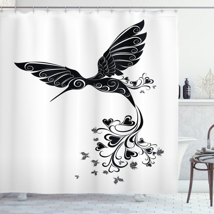 Hummingbird Heart Shower Curtain