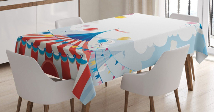 Circus Day Canvas Tent Printed Tablecloth Home Decor