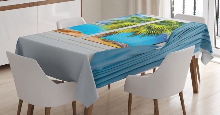 Tropical Beach Sun Palm Tree Printed Tablecloth Home Decor