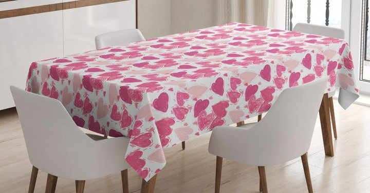 Hand Paint Hearts Printed Tablecloth Home Decor