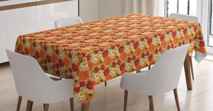 Romantic Chamomile And Rose Pattern Printed Tablecloth Home Decor